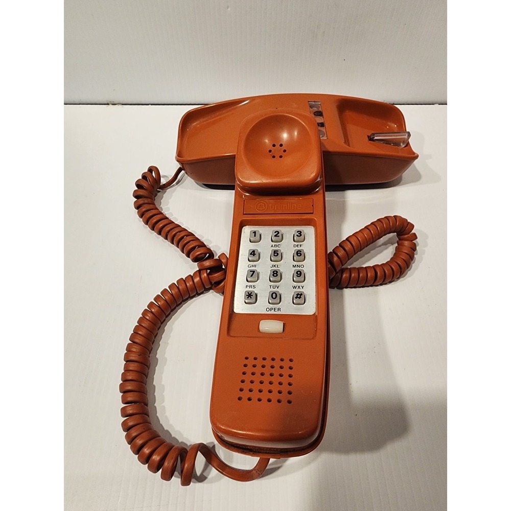 Vintage Western Electric  Orange Trimline Telelphone Touch Tone 10 Buttons Prop - Picture 3 of 4